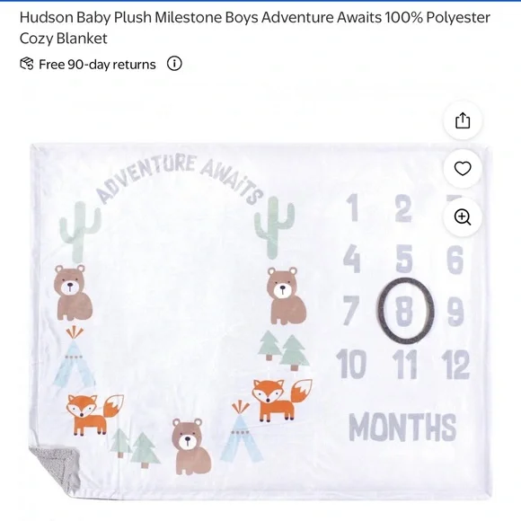 HUDSON BABY | Woodland Theme Milestone Plush Blanket - Picture 6 of 6